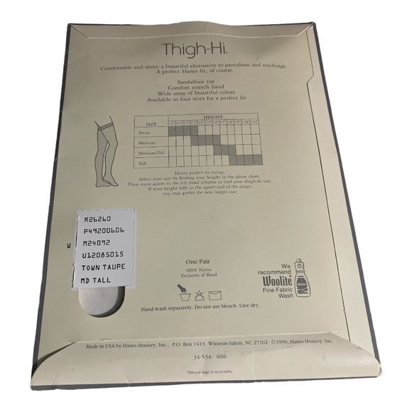 Hanes Vintage Thigh Hi Sandalfoot Stockings Sheer Medium/Tall Town Taupe New - Picture 2 of 16